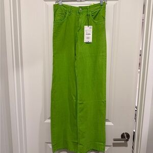 Bright Green Wide-Leg Jeans